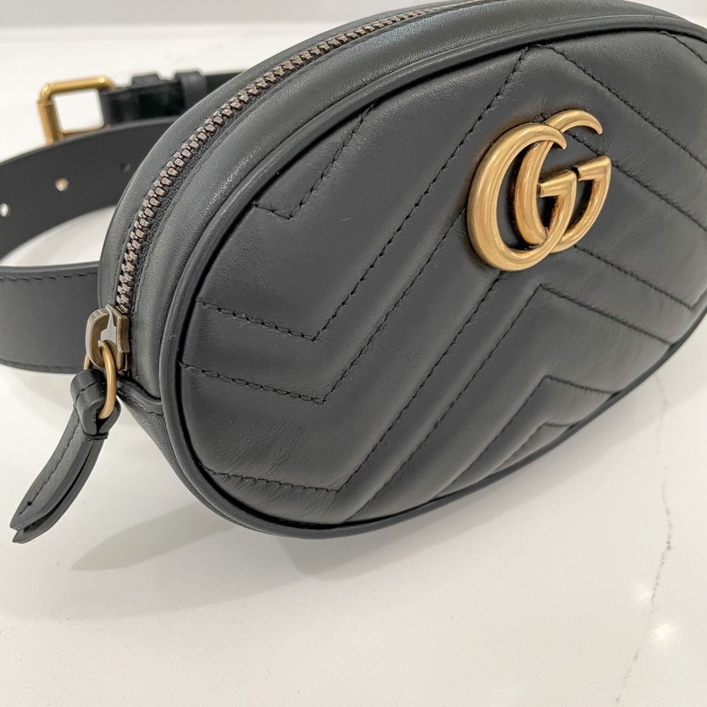 Brand new GUCCI GG Marmont Bag Black Matelassé Leather Belt